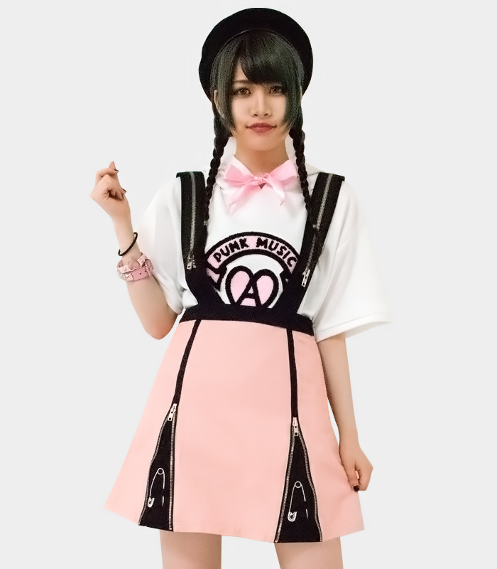 ZIPサスペンダースカート