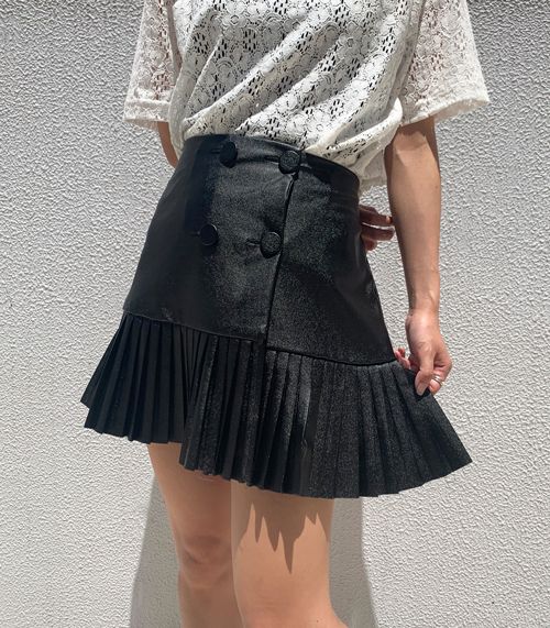 フェイクレザープリーツスカート