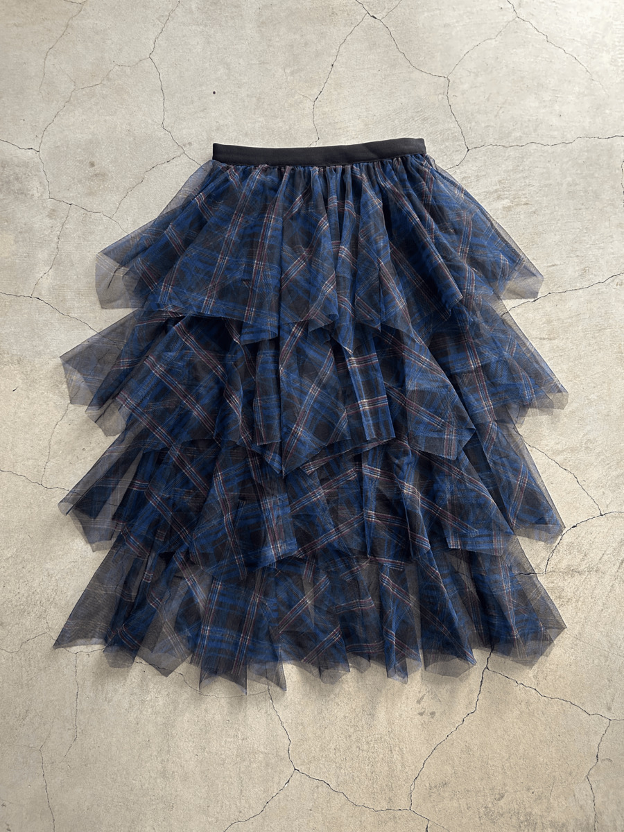 チェックメッシュスカート