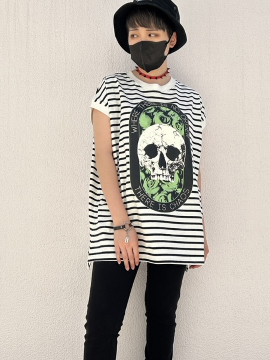 スカルローズノースリーブTシャツ
