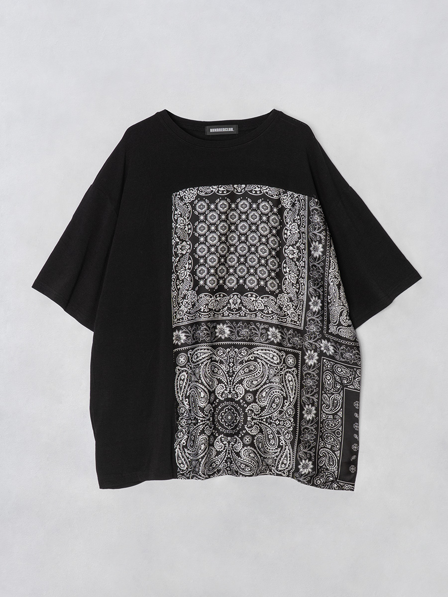 バンダナ柄切り替えTシャツ